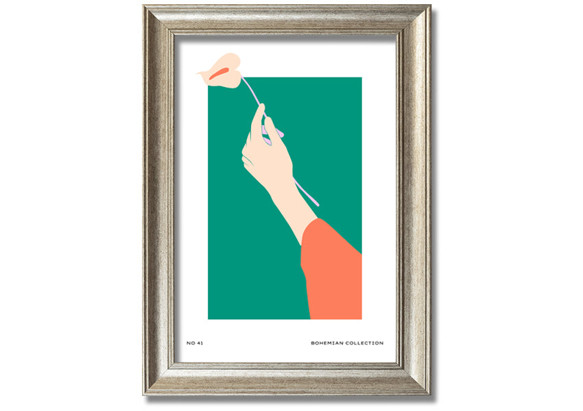 A beautifully framed print of a floral design featuring lilies, available in various frame colors, ready to hang.