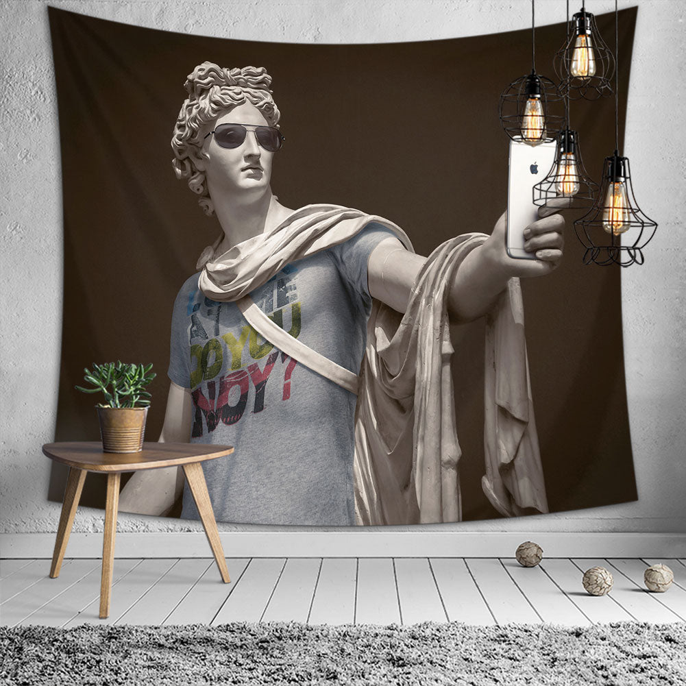 A vibrant tapestry featuring the Statue of Liberty, made from soft polyester fabric, showcasing intricate details and colors.