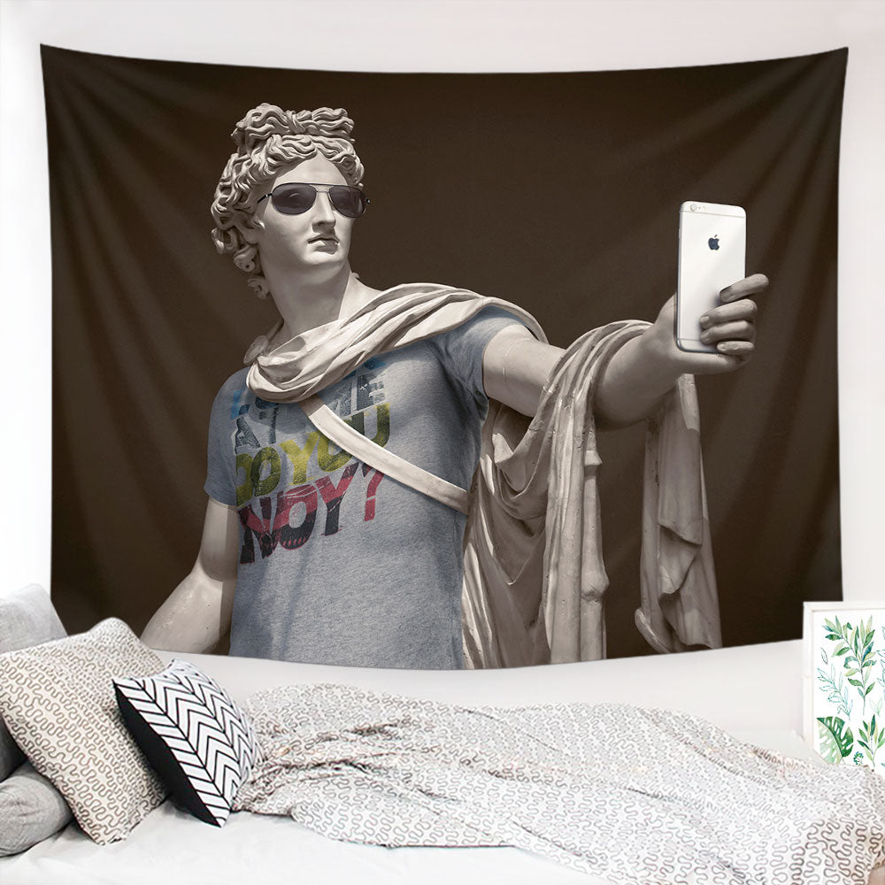 A vibrant tapestry featuring the Statue of Liberty, made from soft polyester fabric, showcasing intricate details and colors.