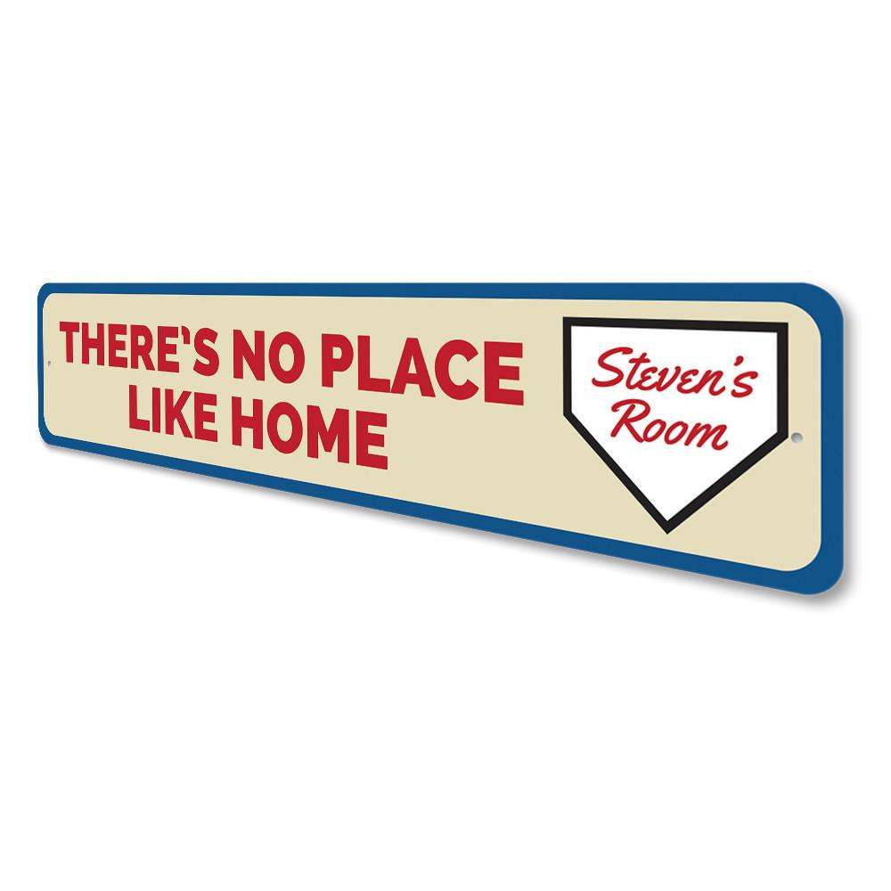 A decorative metal sign reading 'There's No Place Like Home', showcasing a stylish design suitable for various rooms.