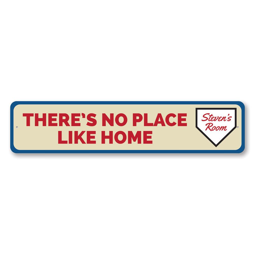 A decorative metal sign reading 'There's No Place Like Home', showcasing a stylish design suitable for various rooms.