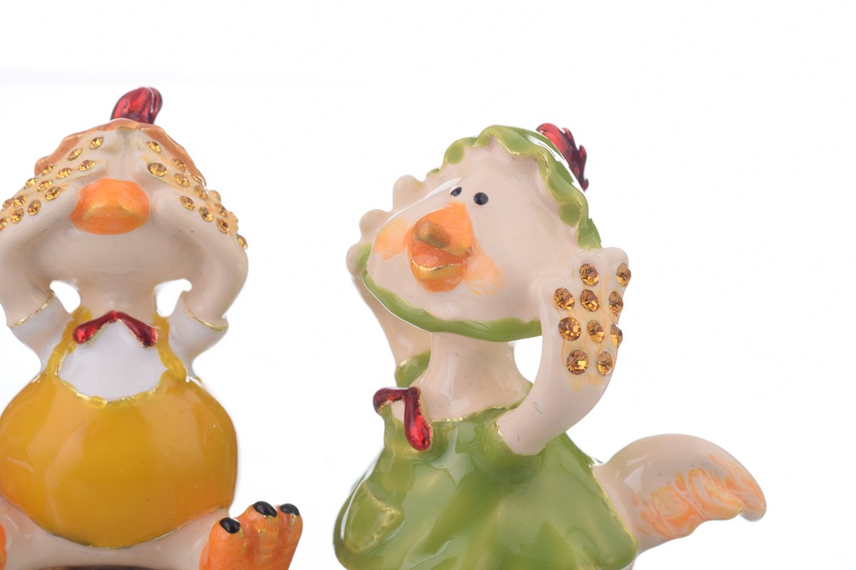 Handcrafted Three Ducks trinket box with Austrian crystals and gold plating, elegantly designed for decorative and storage purposes.