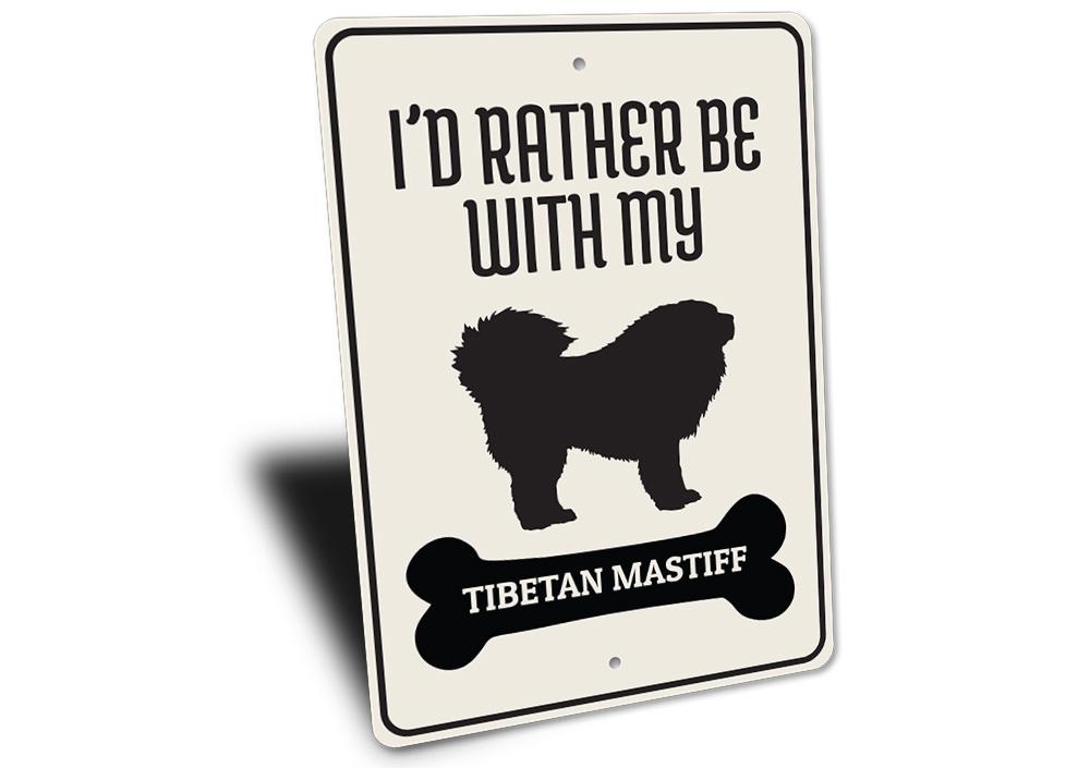 A decorative Tibetan Mastiff sign made of high-quality aluminum, featuring a detailed design of the breed, perfect for wall decor.