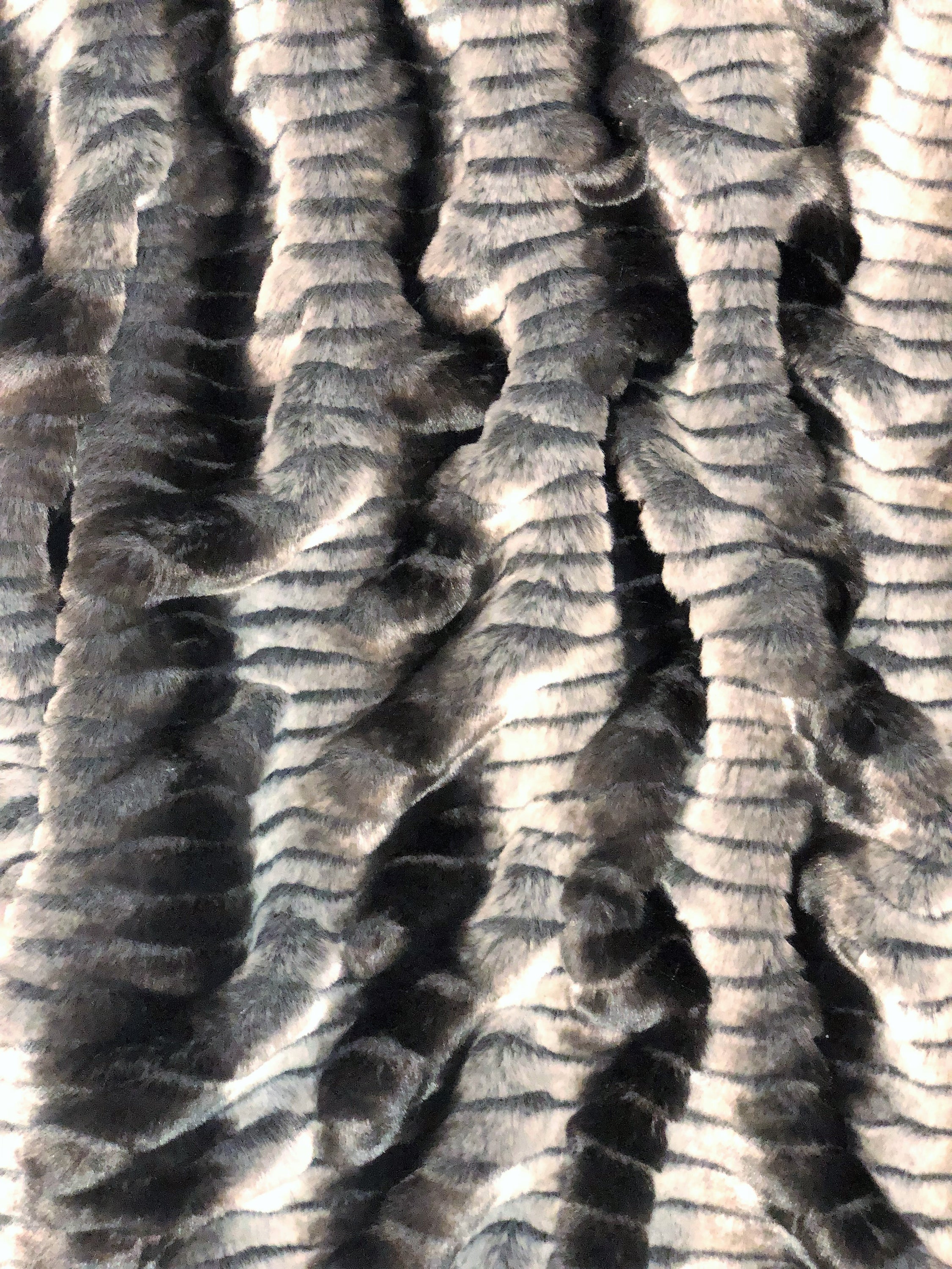 Tissavel Char-pei Gray and Black Chinchilla Faux Fur Luxury Throw showcasing its plush texture and elegant design.