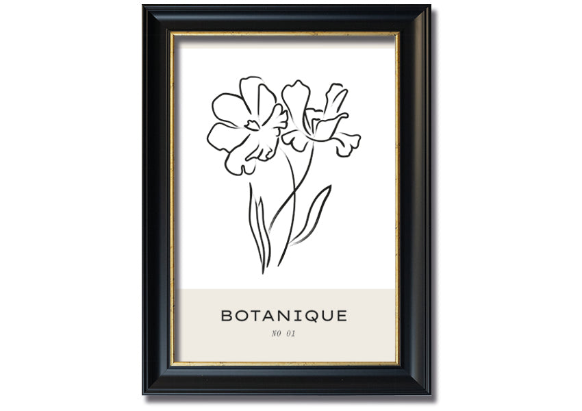 A beautifully framed print of two flowers, showcasing vibrant colors and intricate details, ready to hang on a wall.