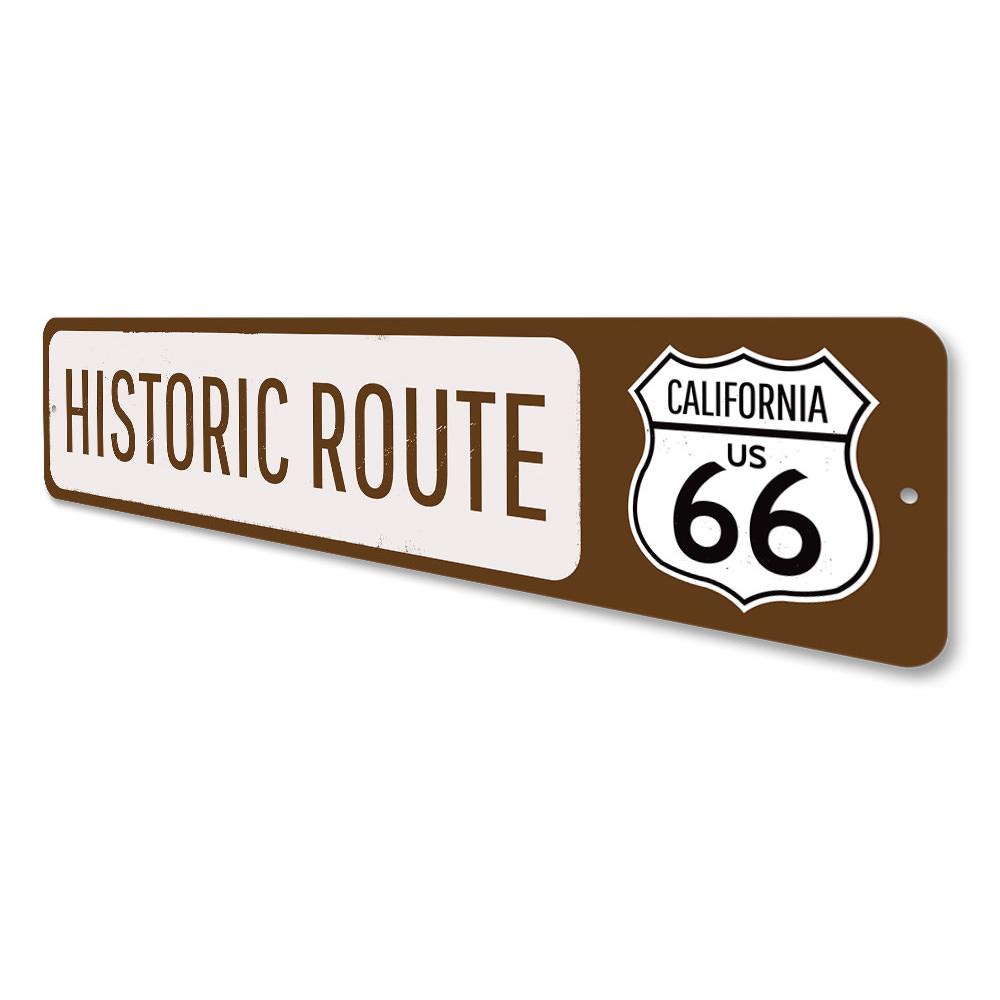 US Historic Route 66 Sign made of high-quality aluminum, featuring vibrant colors and a classic design, perfect for home decor.