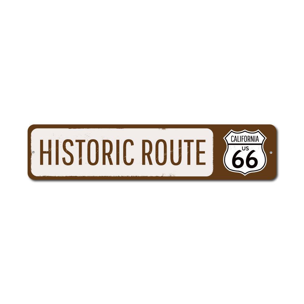 US Historic Route 66 Sign made of high-quality aluminum, featuring vibrant colors and a classic design, perfect for home decor.