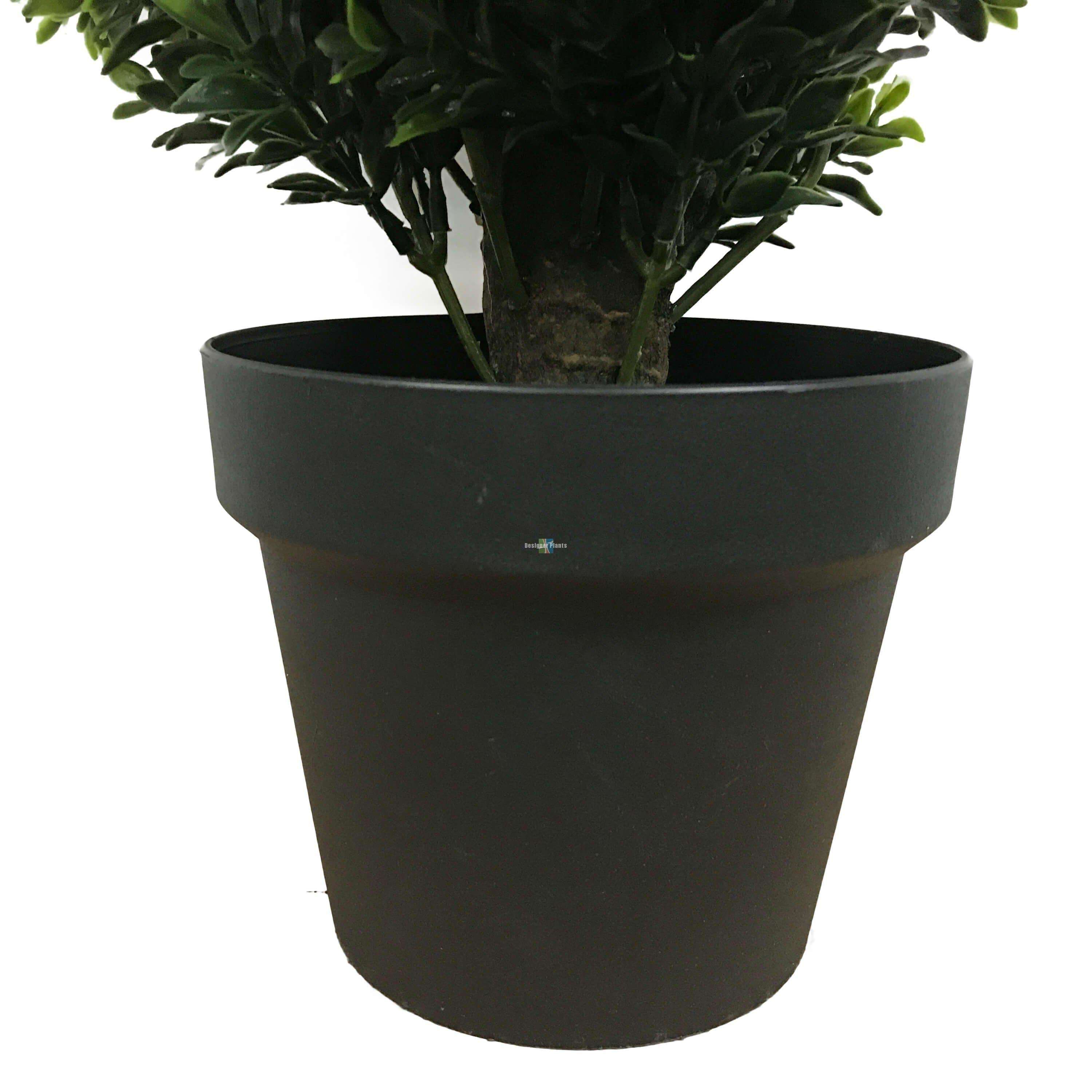 UV Resistant Artificial Topiary Shrub (Hedyotis) 50CM in Mixed Green with vibrant two-tone leaves in a plastic pot.