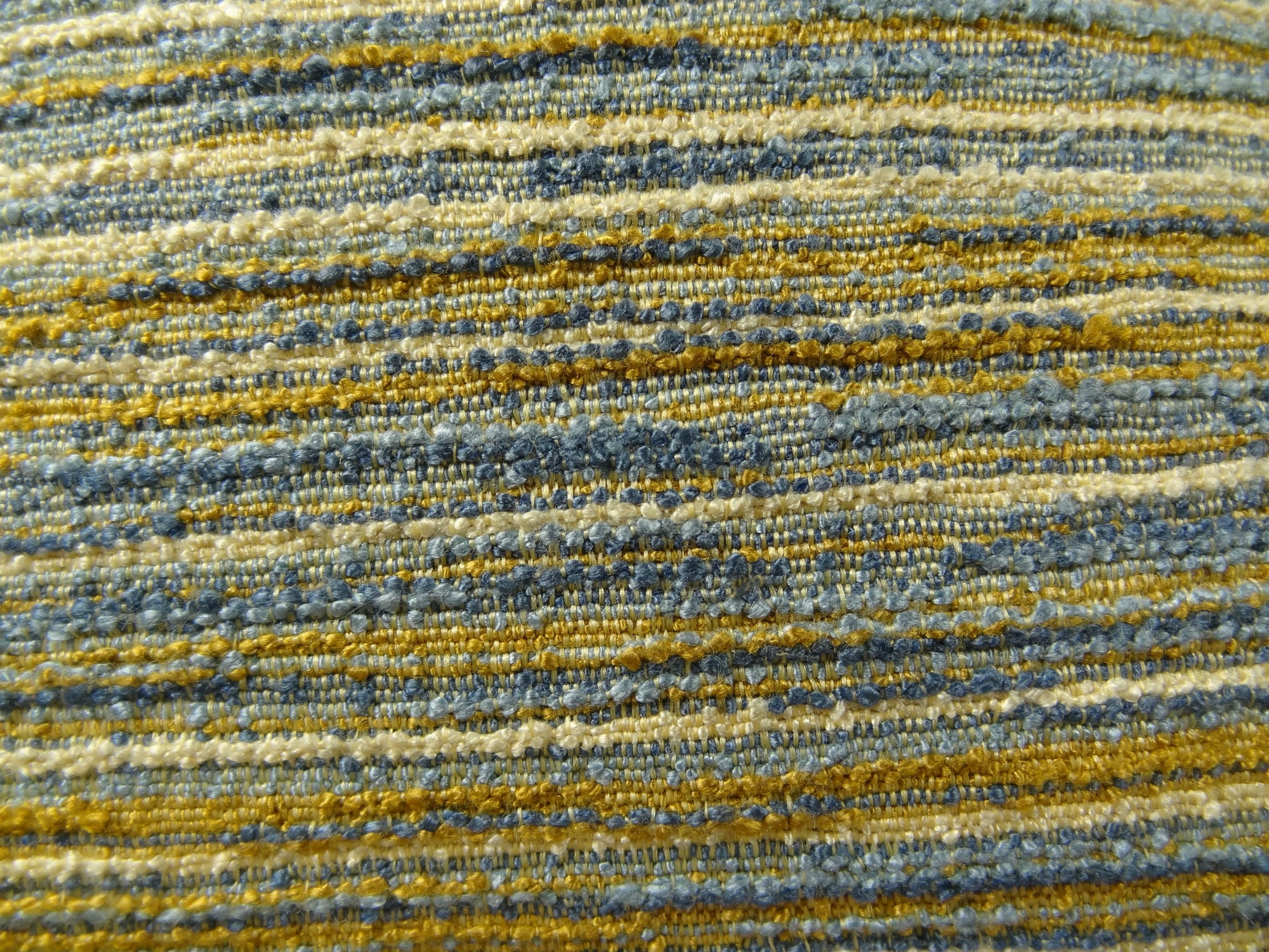 Vermont Blue and Taupe Handmade Luxury Pillow featuring elegant striped design and invisible zipper closure.