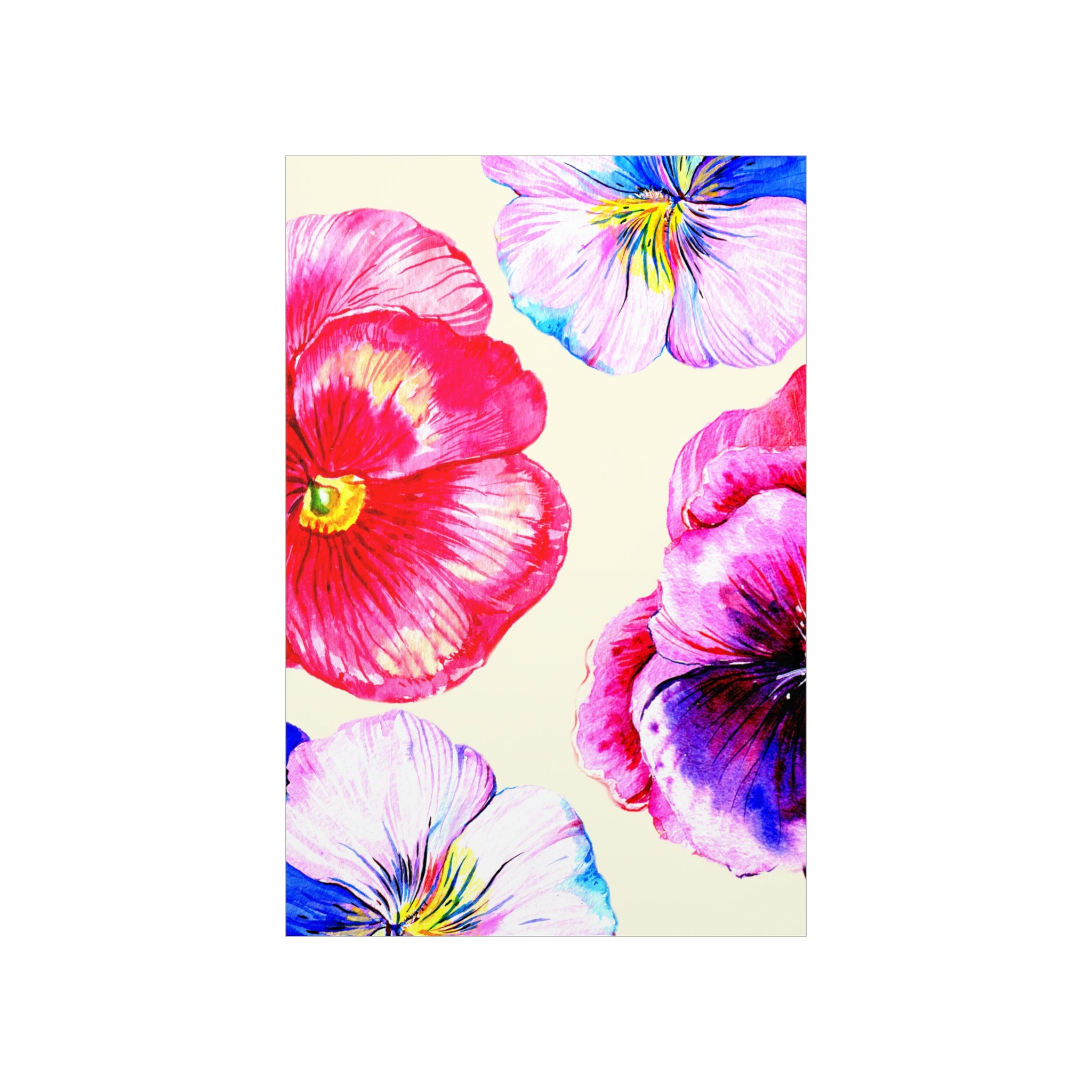 A vibrant floral poster featuring colorful flowers on premium matte fine art paper, perfect for home decor.