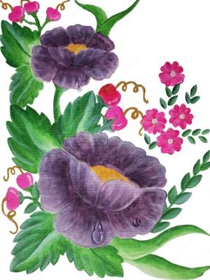 A vibrant violet flower with glistening water drops, showcasing intricate details and rich colors.