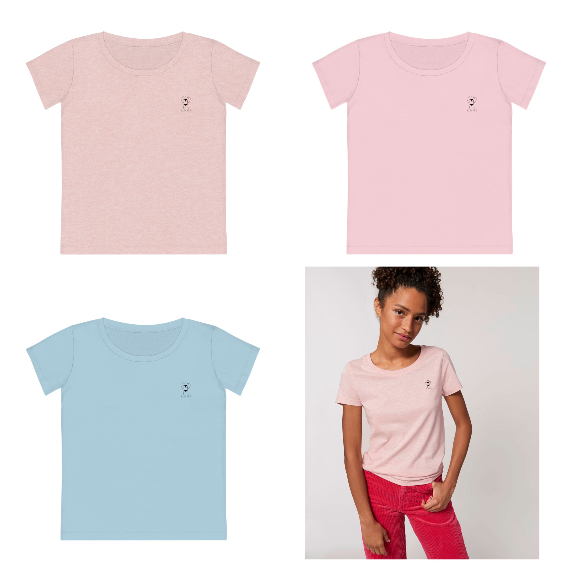 A stylish eco-friendly Jazzer T-shirt for Vizsla lovers, made from 100% organic cotton with a customizable design.