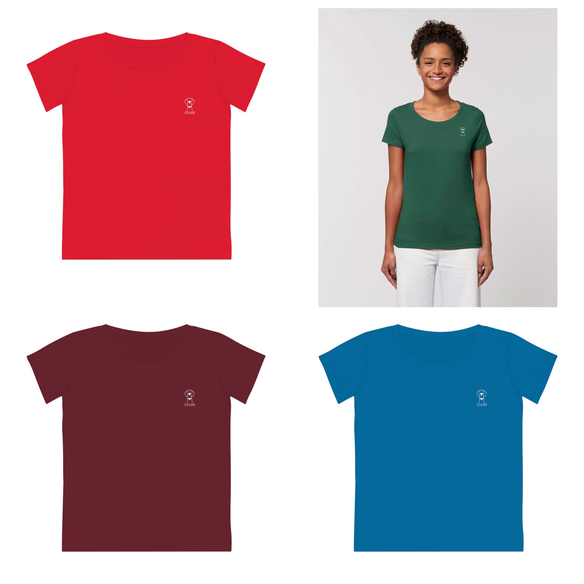 A stylish eco-friendly Jazzer T-shirt for Vizsla lovers, made from 100% organic cotton with a customizable design.