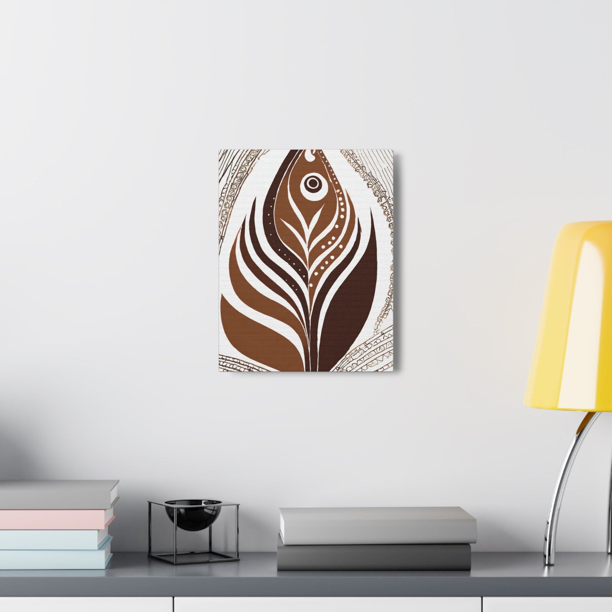 Floral Brown Line Art Print on canvas, showcasing elegant line art design with a warm brown color palette, perfect for home decor.
