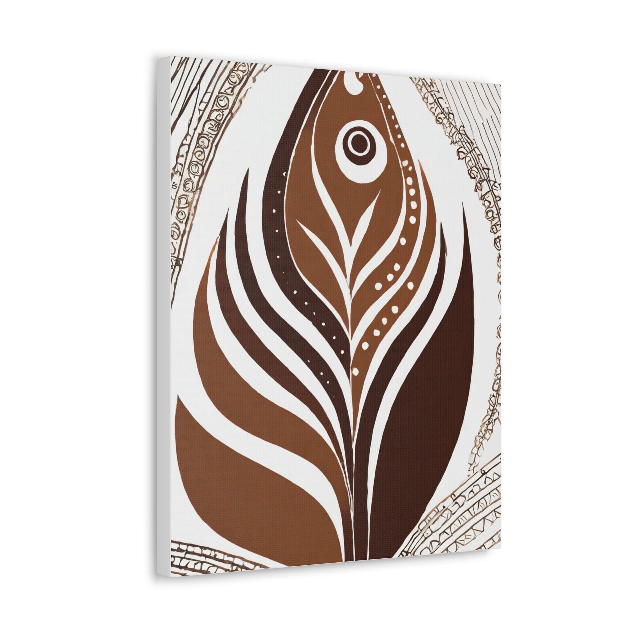 Floral Brown Line Art Print on canvas, showcasing elegant line art design with a warm brown color palette, perfect for home decor.