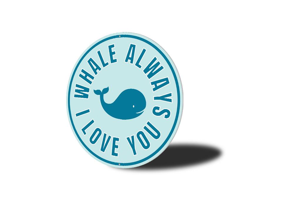 A decorative Whale Lover Sign made of high-quality aluminum, featuring a beautiful ocean-themed design, perfect for beach lovers.