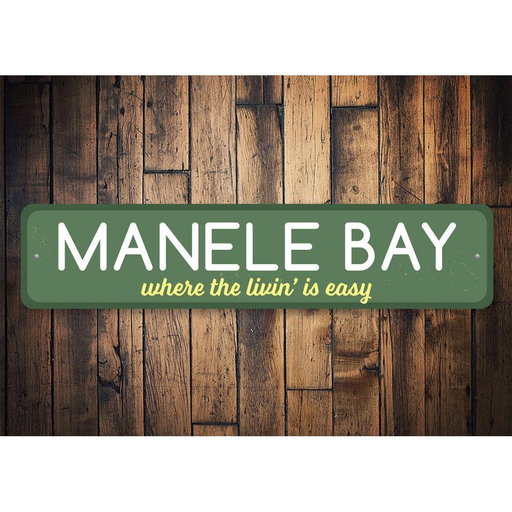 Where Livin Is Easy Beach Sign made of high-quality aluminum, featuring a coastal design perfect for beach houses and outdoor decor.