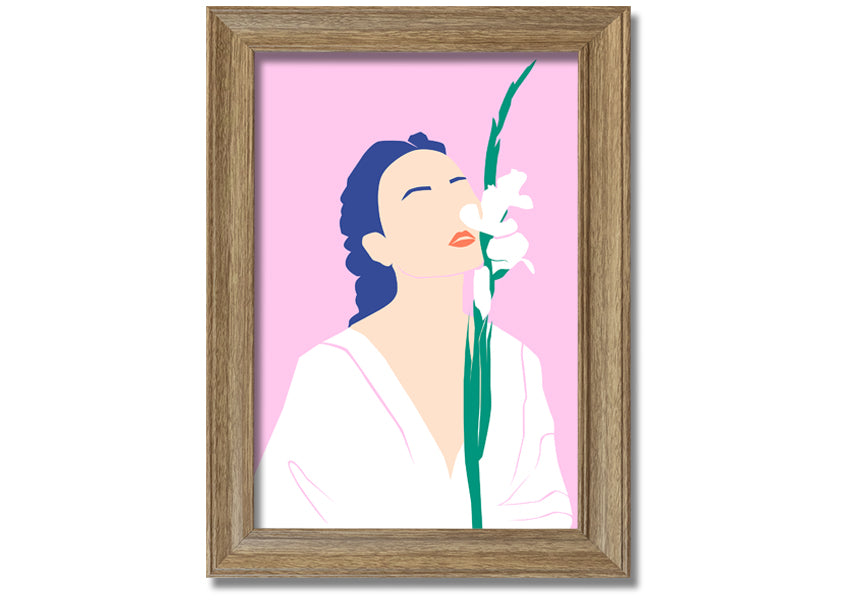 A beautifully framed print of white flowers, showcasing elegance and sophistication, ready to hang.