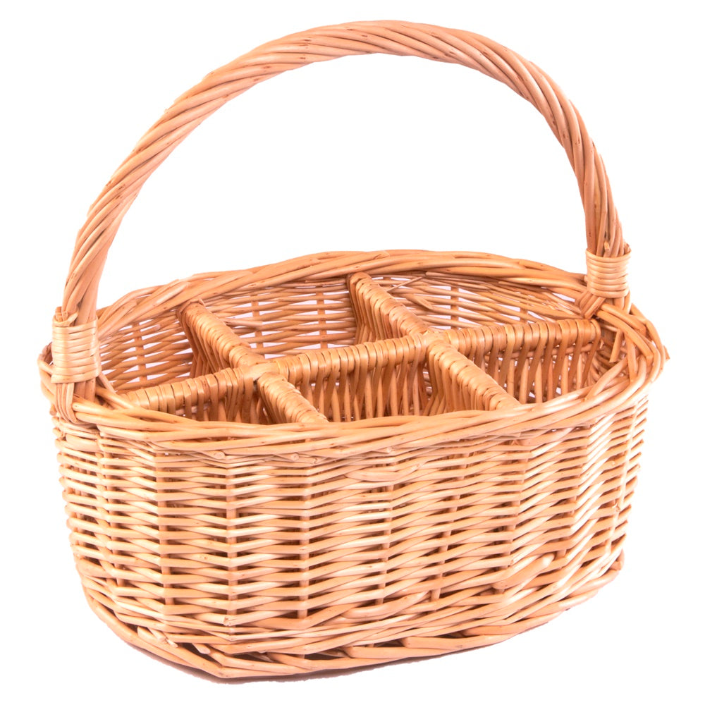 Main Wicker Oval Glass or Cutlery Drinks Basket 6 Partition image