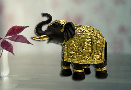 WILLART Resin Elephant Statue Idol, hand-painted with intricate details, perfect for home decor and gifting.