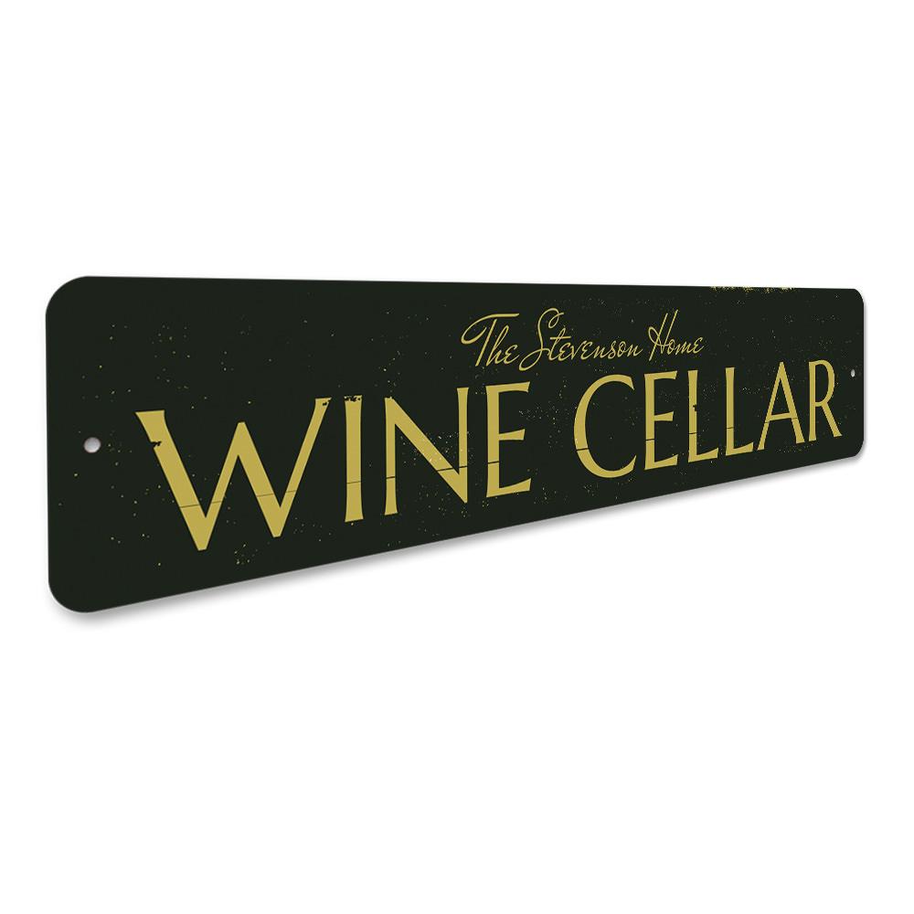 Customizable Wine Cellar Sign made from high-quality aluminum, featuring elegant design and pre-drilled holes for easy mounting.