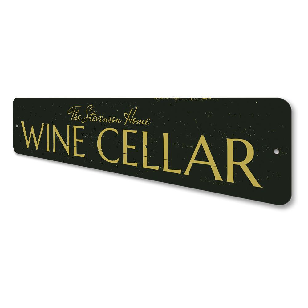 Customizable Wine Cellar Sign made from high-quality aluminum, featuring elegant design and pre-drilled holes for easy mounting.