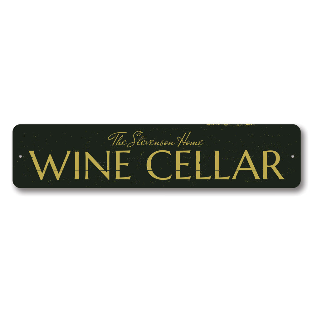 Customizable Wine Cellar Sign made from high-quality aluminum, featuring elegant design and pre-drilled holes for easy mounting.