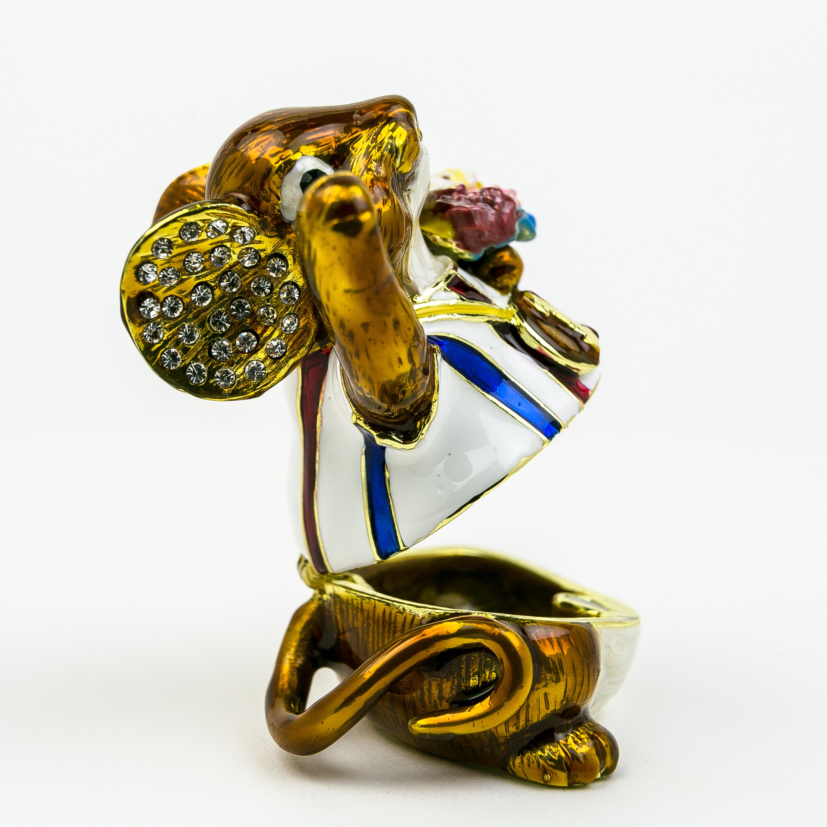 Handcrafted Winner Mouse trinket box with Austrian crystals and gold plating, elegantly designed for decorative and functional use.