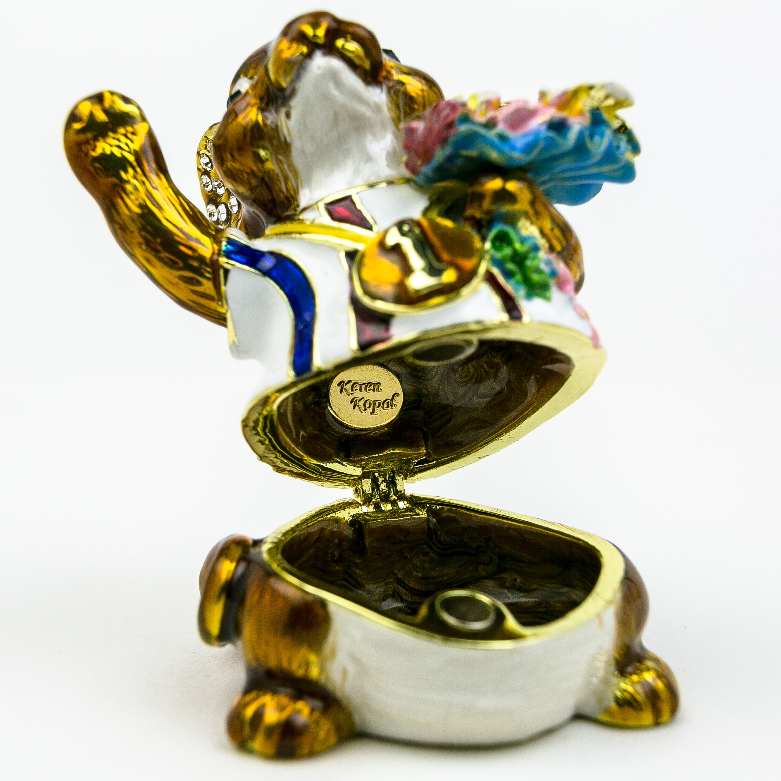 Handcrafted Winner Mouse trinket box with Austrian crystals and gold plating, elegantly designed for decorative and functional use.