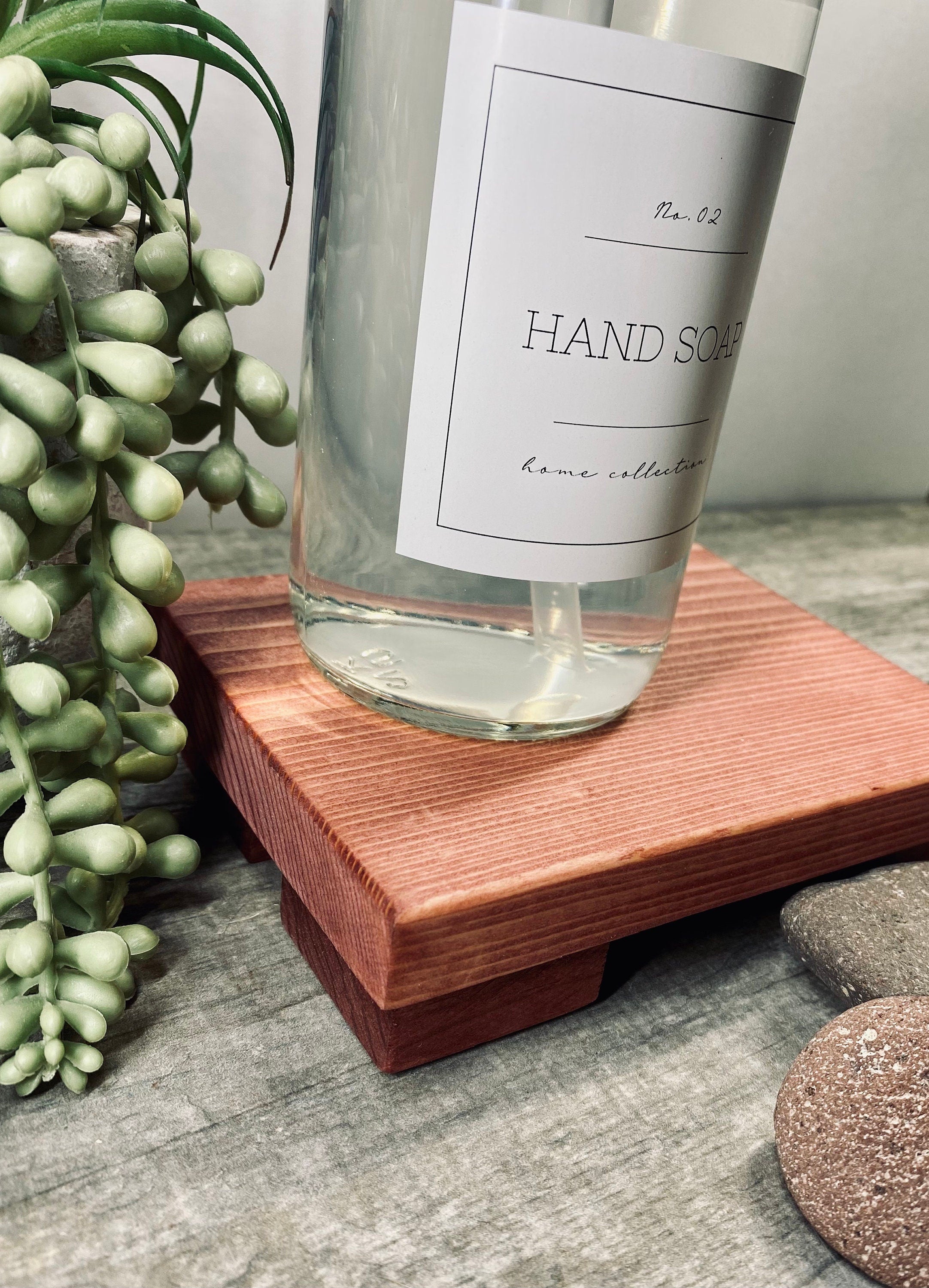 Handmade Wooden Farmhouse Riser in Sedona Red, showcasing its solid pine wood construction and unique grain patterns.