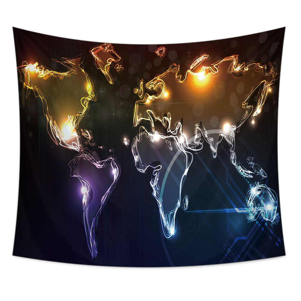 A vibrant World Map Tapestry featuring a 3D design, made of soft polyester fabric, ideal for kids' rooms and versatile decor.