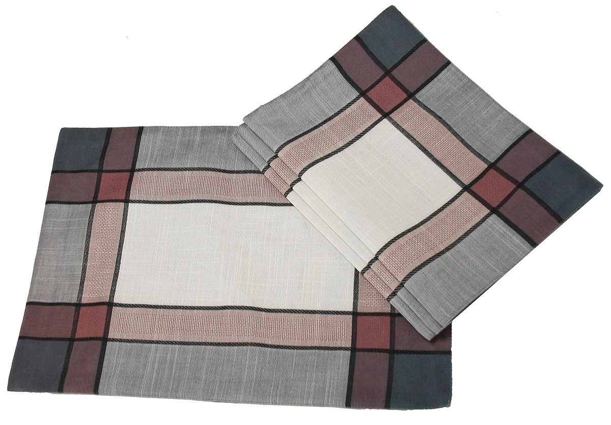 Set of 4 XD11090 Riviera Placemats in Celery and White, showcasing a multi-toned contemporary design, perfect for elegant dining settings.