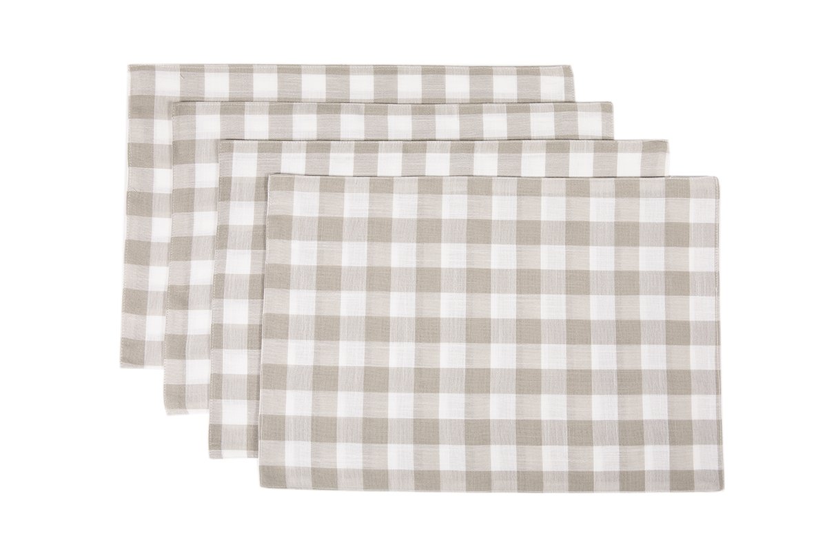 Set of 4 XD12008 Gingham Check Placemats in classic colors, featuring a timeless gingham check pattern.