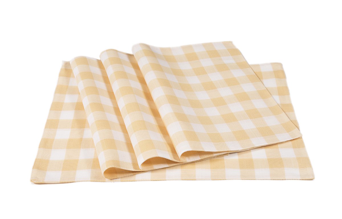 Set of 4 XD12008 Gingham Check Placemats in classic colors, featuring a timeless gingham check pattern.