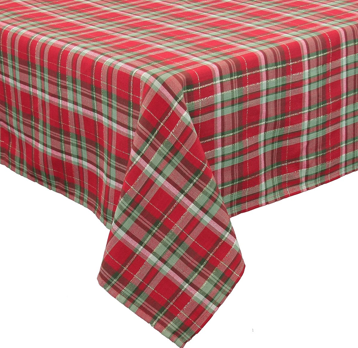 XD111618 Holiday Tartan Tablecloth featuring a classic red and green plaid pattern, perfect for festive dining occasions.