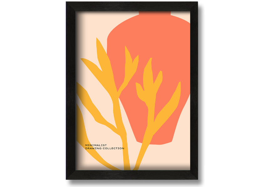 A vibrant yellow plant in a stylish vase, framed and ready to hang, showcasing handmade craftsmanship from the UK.