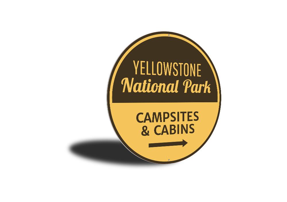 Yellowstone National Park Sign made of high-quality aluminum, featuring vibrant colors and a decorative design, perfect for home decor.