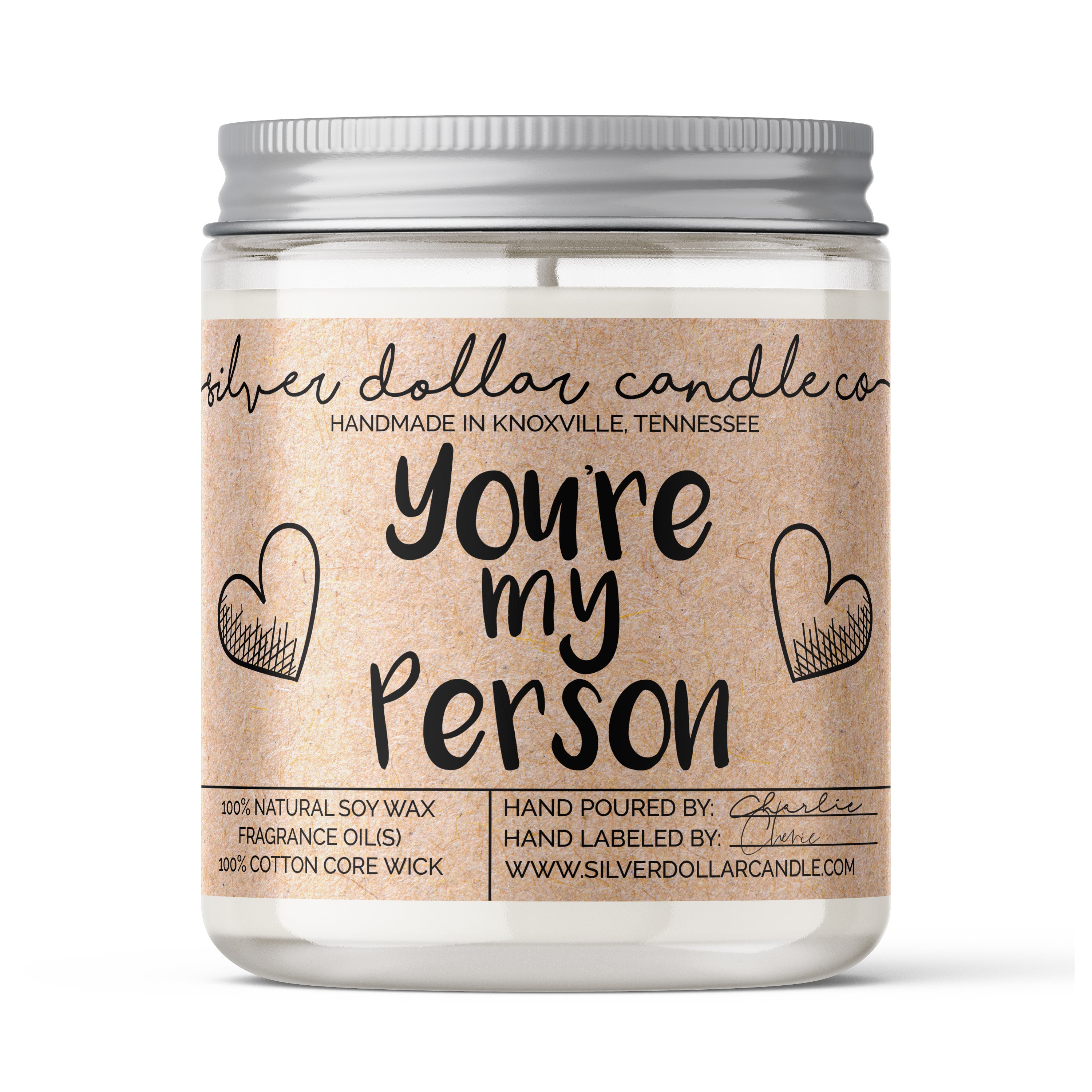You're my Person scented soy candle in a decorative box, showcasing its elegant design and personalization options.