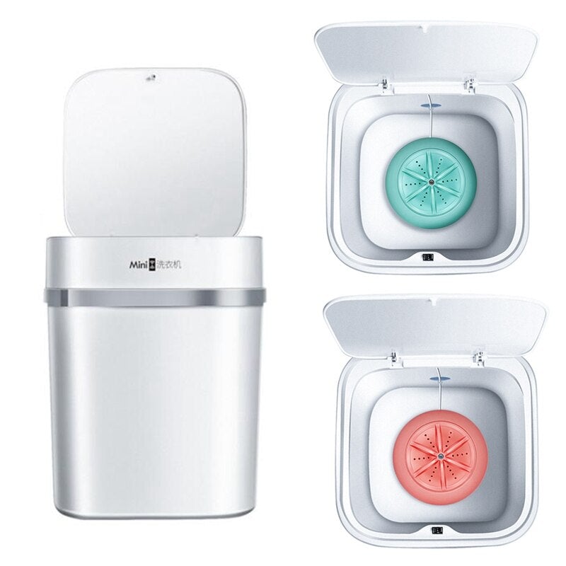 10L Mute Mini Portable Desktop Laundry Washer in white, showcasing its compact design and user-friendly features.