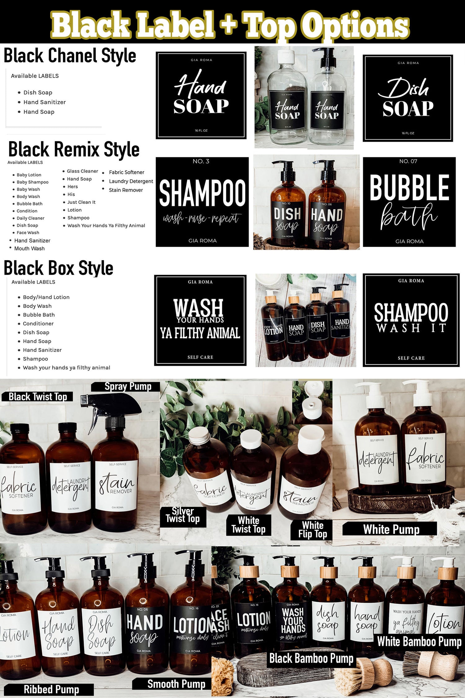 16oz amber glass dispenser with customizable waterproof labels, showcasing elegant design and functionality.