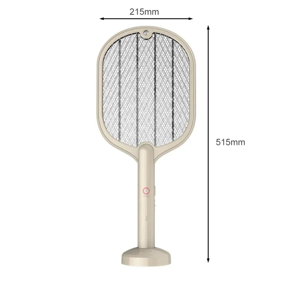 A 2 in 1 Electric Insect Racket Swatter with USB rechargeable feature and LED light, designed for effective mosquito and bug elimination.