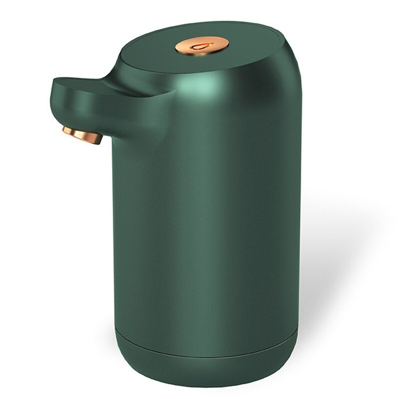 5 Gallon USB Portable Water Bottle Jug Dispenser in rose gold, showcasing its compact design and features like LED nightlight and automatic shutoff.