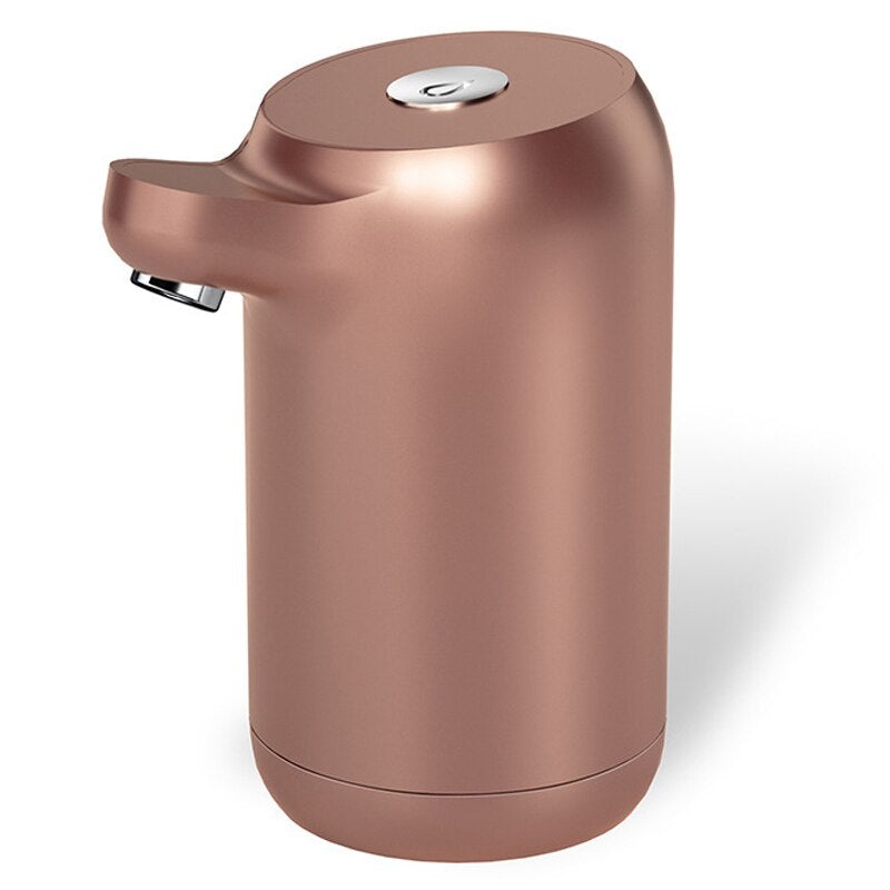 5 Gallon USB Portable Water Bottle Jug Dispenser in rose gold, showcasing its compact design and features like LED nightlight and automatic shutoff.