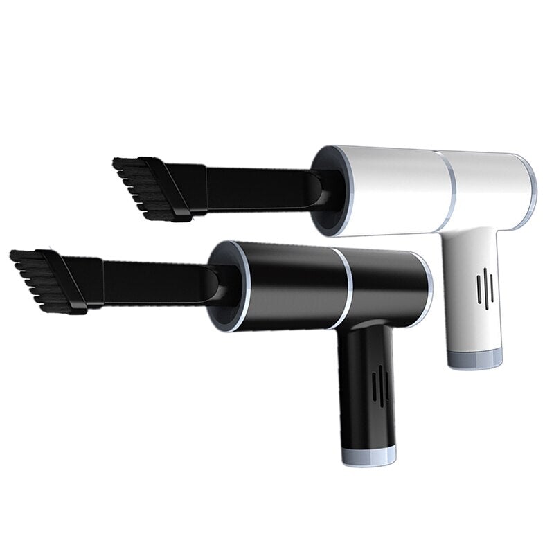 A sleek 6000Pa Handheld Wireless Vacuum Cleaner in white and black, showcasing its ergonomic design and lightweight build, ideal for home and car cleaning.