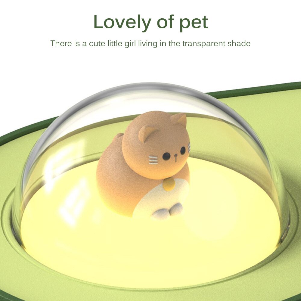 Air Humidifier in avocado shape with night light and essential oil diffuser, designed for car use, showcasing its cute cat design.