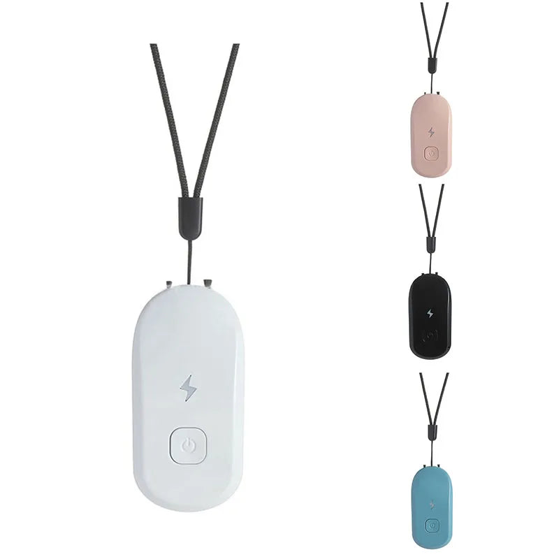 Air Purifier Ionizer Necklace in white, showcasing its sleek design and portable features for personal air purification.
