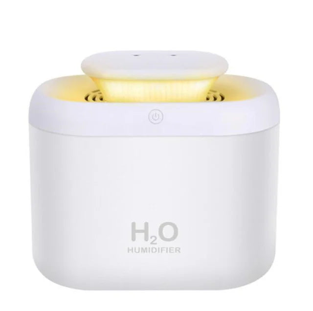 Diffusion Aromatherapy Humidifier in white and pink, showcasing its elegant design and large 3.3L capacity.