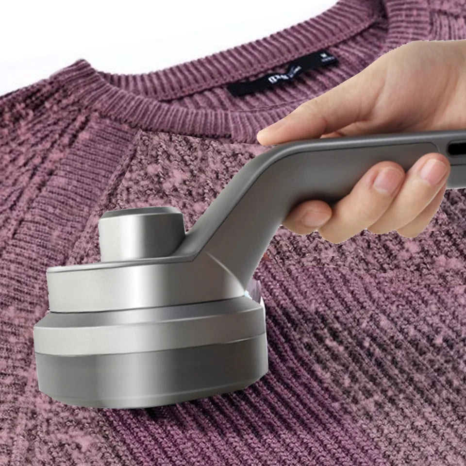 Electric Remove Sweater Pilling Machine with USB charging, stainless steel blades, and ergonomic handle for easy lint removal.