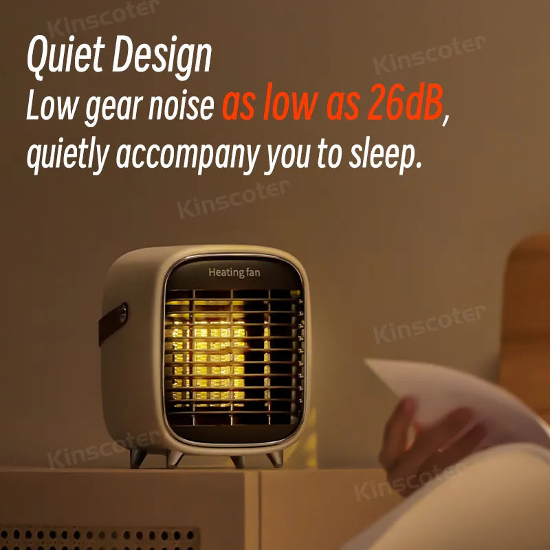 Home Electric Space Heater 800W Portable Silent Warmer Fan with PTC ceramic heating elements, compact design, and safety features.