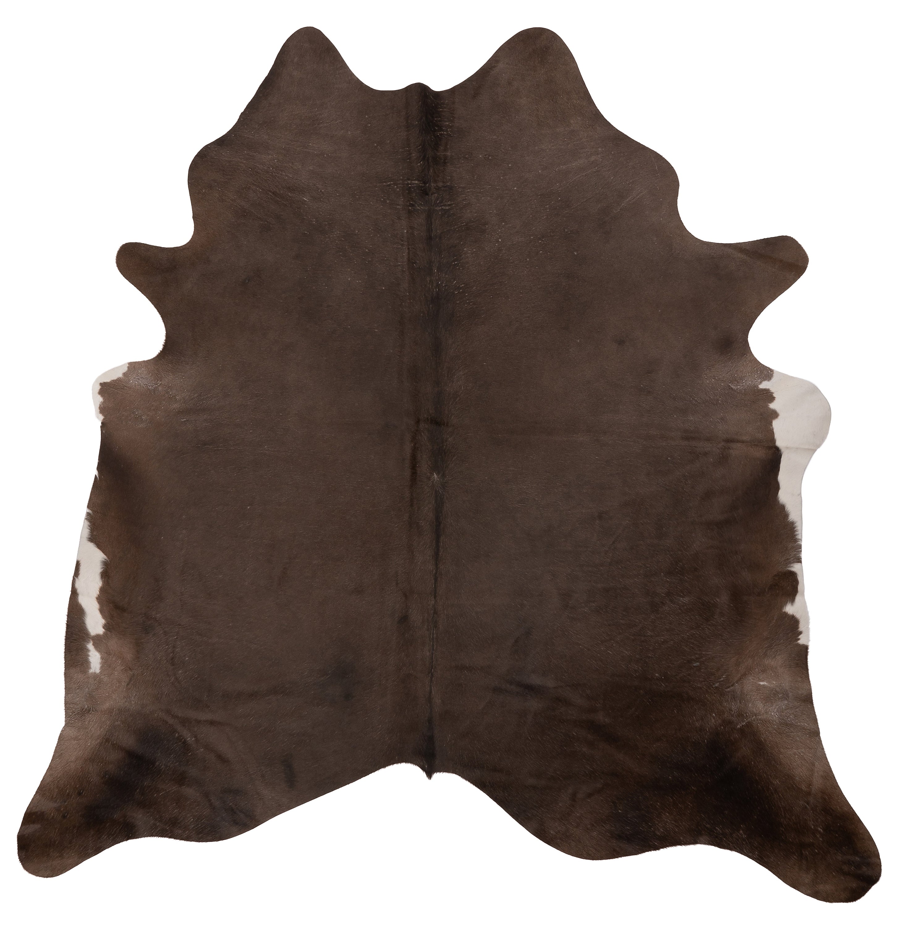 K941 unieke donkerbruine koeienhuid XL, afmetingen ca. 210 x 180 cm, perfect voor interieurdecoratie.